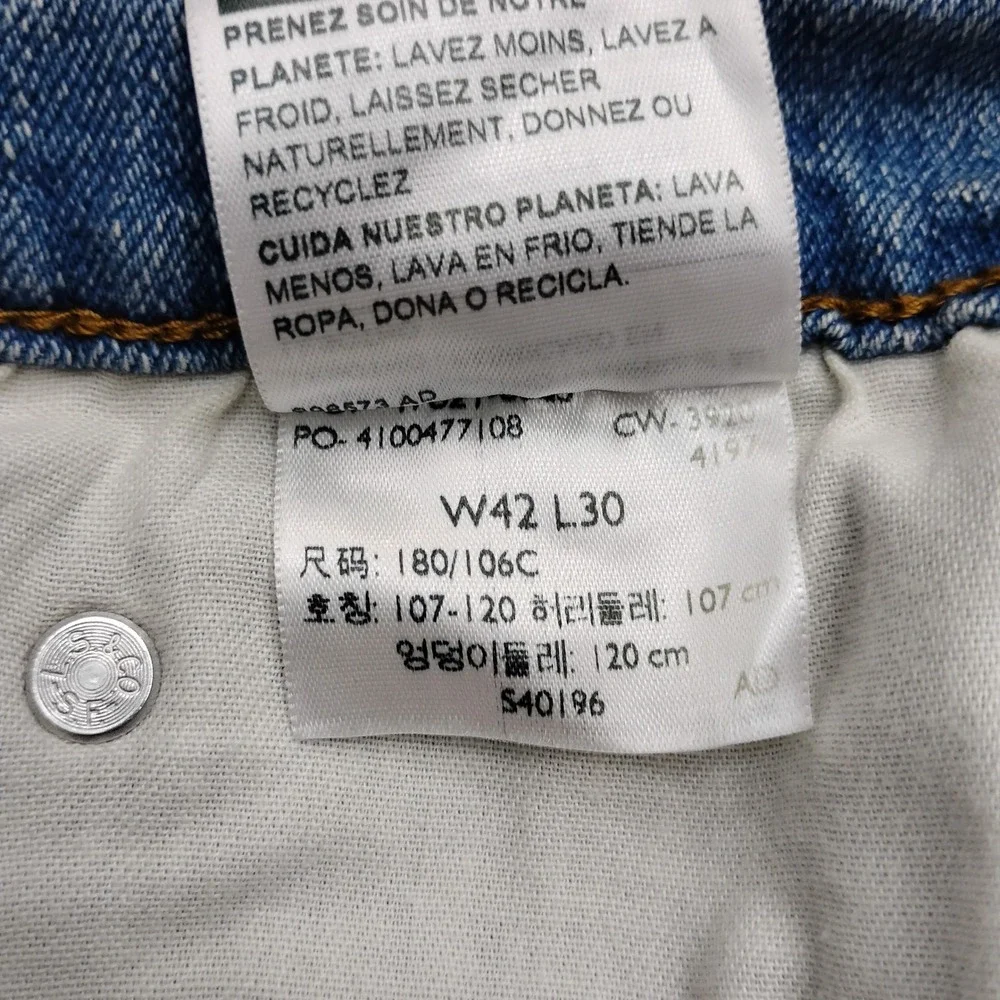 Denizen from Levi's 285 Relaxed Fit Jeans Mens 42x30 Light Wash Blue Denim